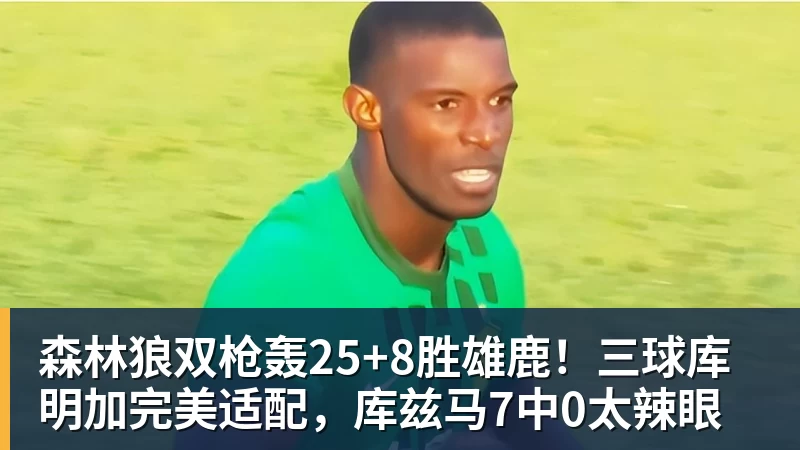 森林狼双枪轰25+8胜雄鹿！三球库明加完美适配，库兹马7中0太辣眼